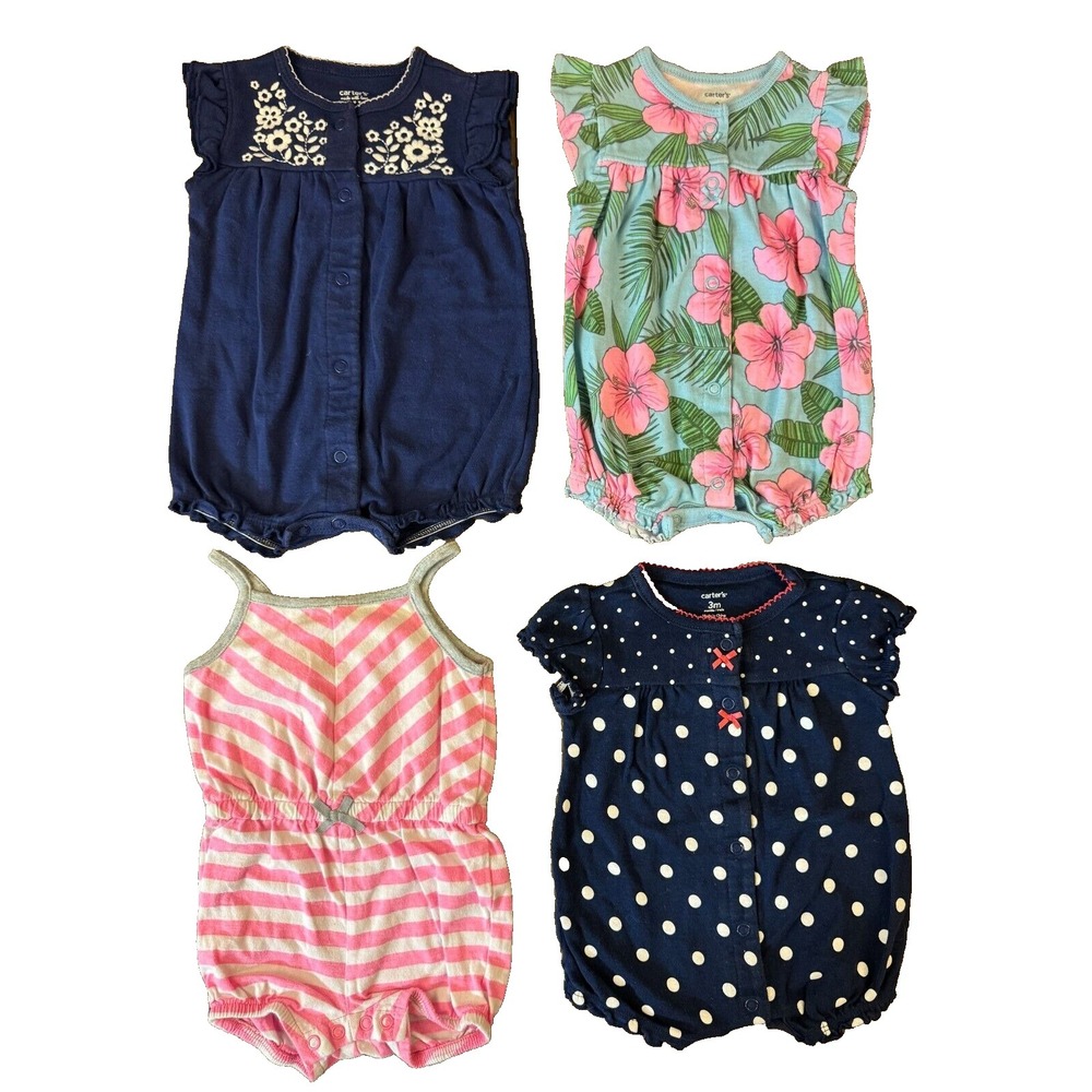 Carters Baby Girl Clothes Lot 3 Months Rompers Outfits Summer Bundle Strawberry‎